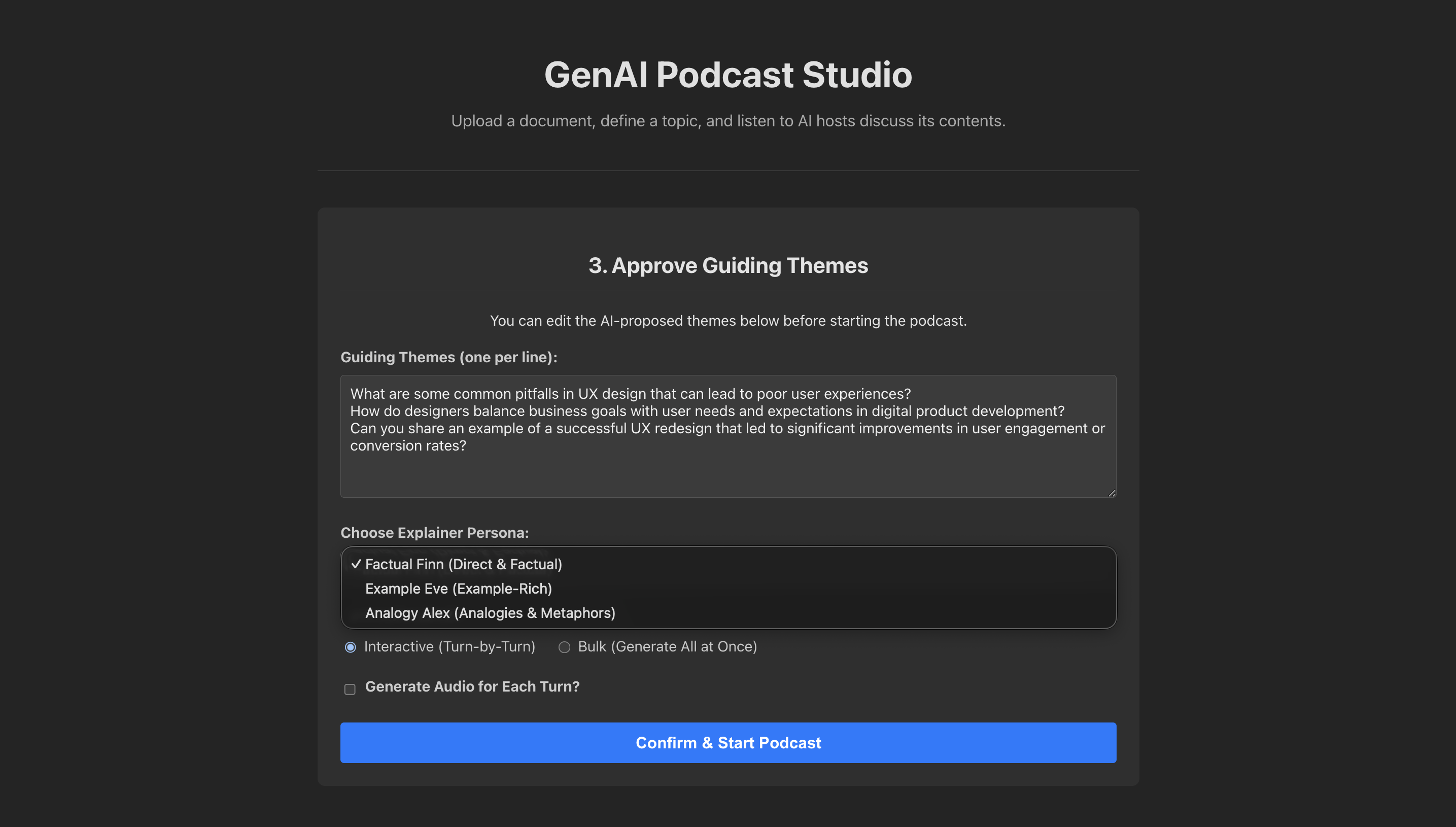 Curiocity Setup and Persona Selection